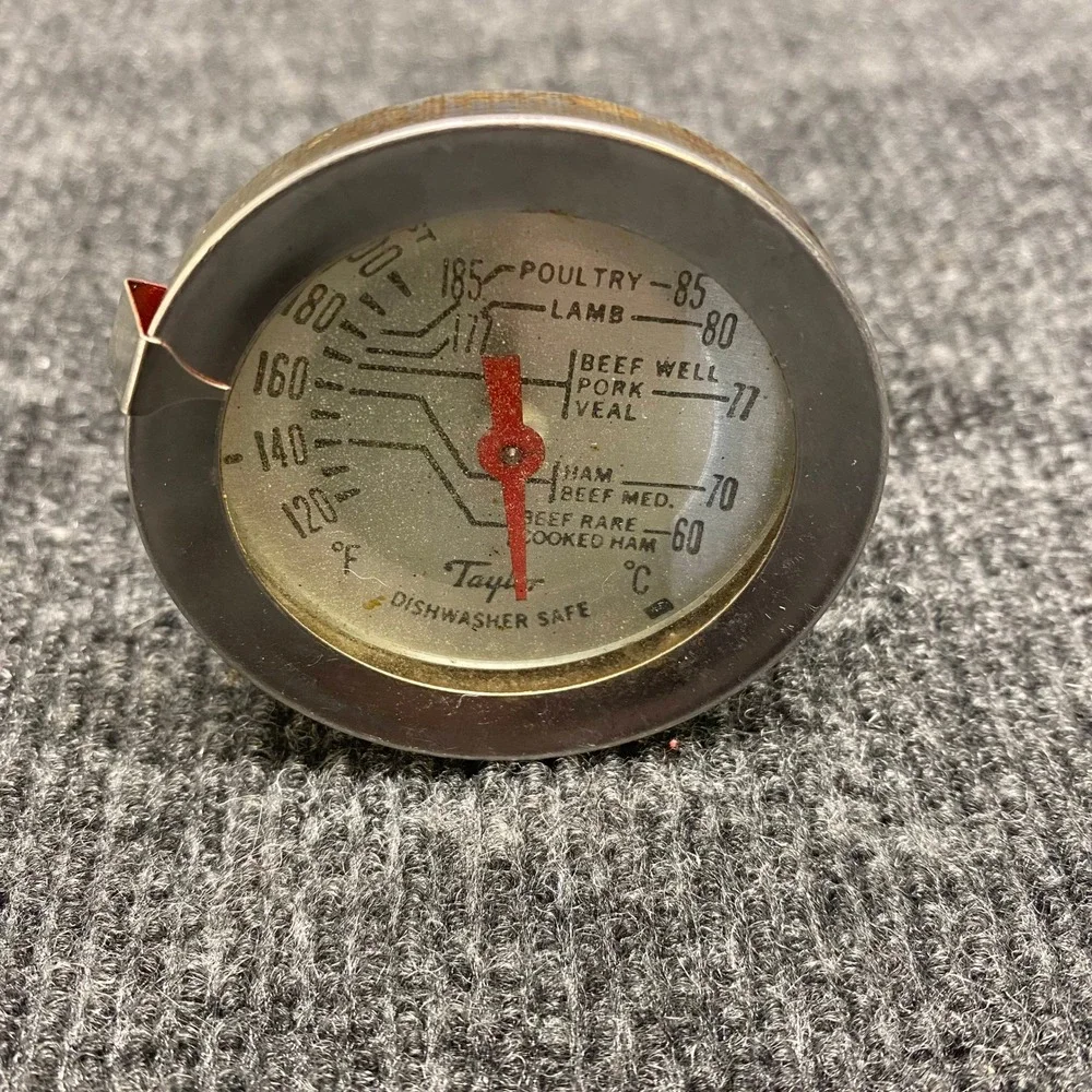 Taylor Vintage Analog Meat Thermometer Stainless Steel Dishwasher Safe Silver